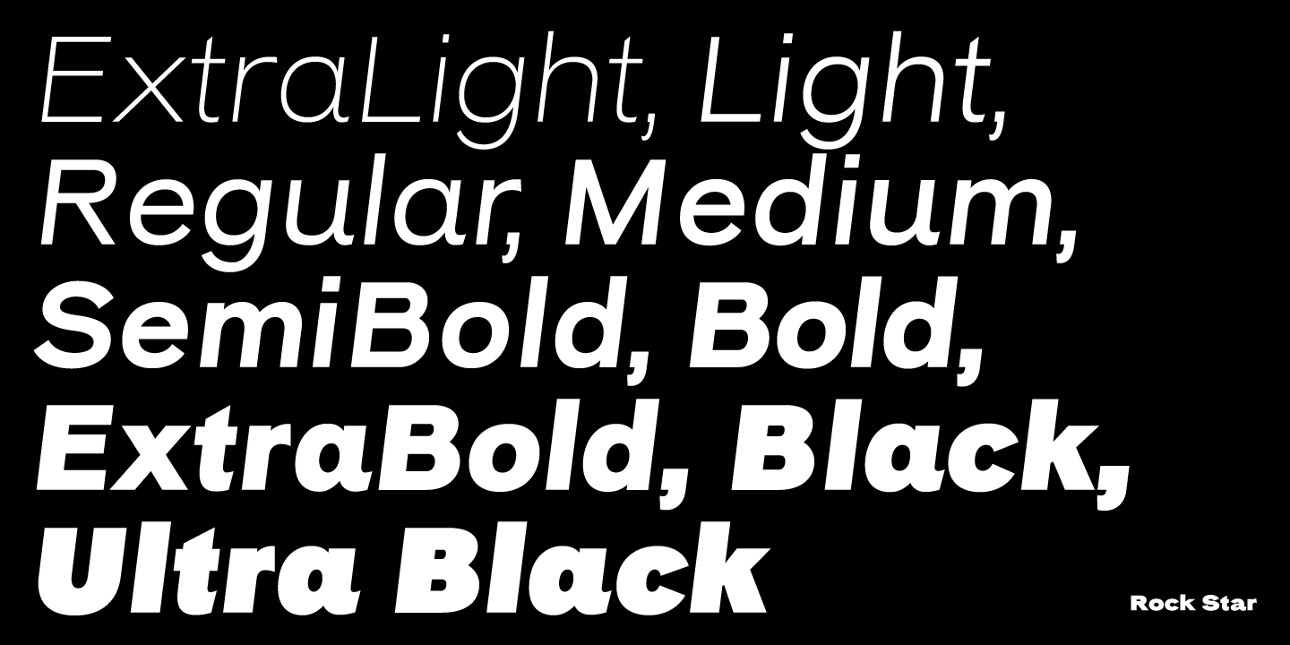 Beispiel einer Rock Star Ultra Black Italic-Schriftart